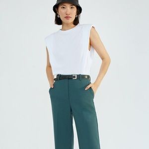 Aritzia Babaton Shoulder Pad Sleeve White T-Shirt